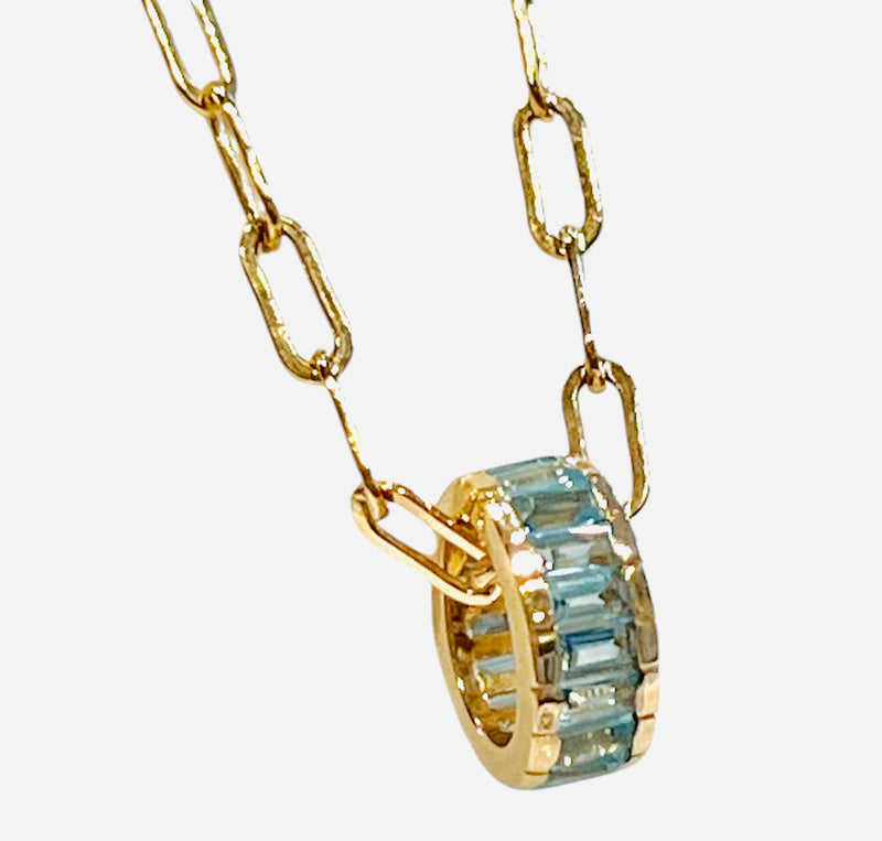 Beacon Blue Topaz 14k Gold Pendant Necklace